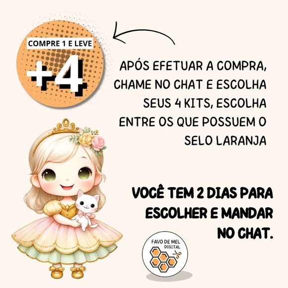 Kit Digital Princesa Cute Aquarela - Little Cute Princess