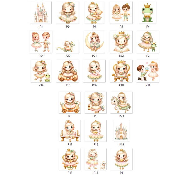 Kit Digital Princesa Cute Aquarela - Little Cute Princess