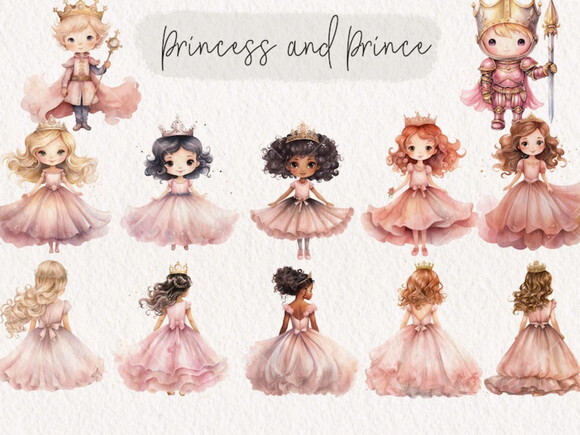 Kit Digital Princesa Rosa Aquarela - Pink Princess (kd)