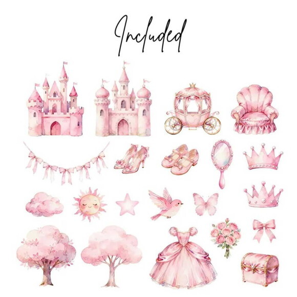 Kit Digital Princesa Rosa Aquarela - Reino Encantado #23