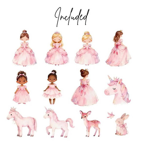 Kit Digital Princesa Rosa Aquarela - Reino Encantado #23