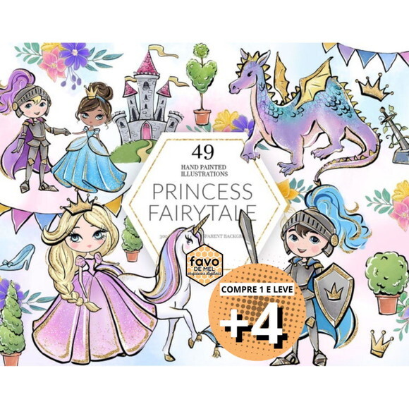 Kit Digital Princesas e Príncipes Aquarela (bs)