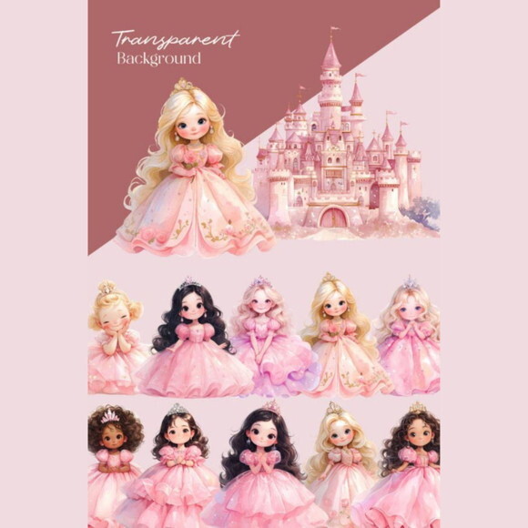 Kit Digital Princesinha Rosa Aquarela