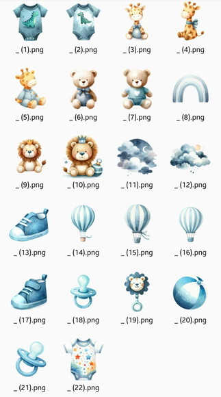 Kit Digital Quarto Baby Boy Chá de Bebê Menino Aquarela Png