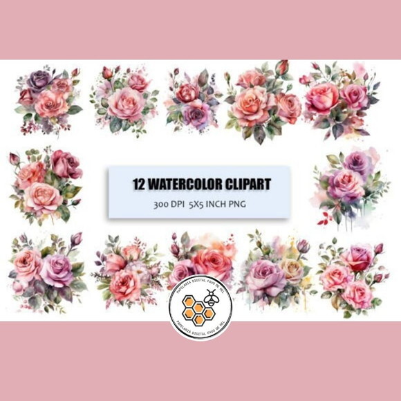 Kit Digital Rosas Vintage - Pink Flowers