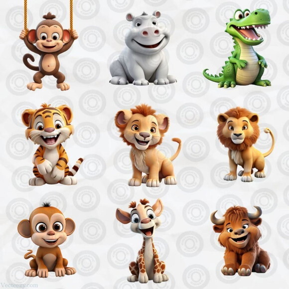 Kit Digital Safari 3d - Cute Safari Animals (cc)