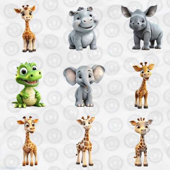 Kit Digital Safari 3d - Cute Safari Animals (cc)
