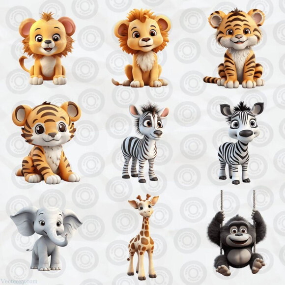 Kit Digital Safari 3d - Cute Safari Animals (cc)