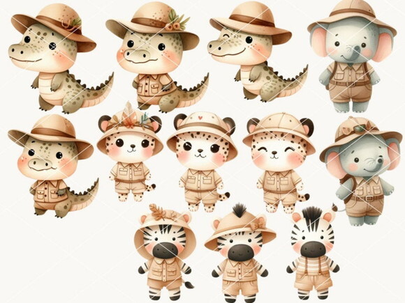 Kit Digital Safari Animals Neutro 3d (cpp)