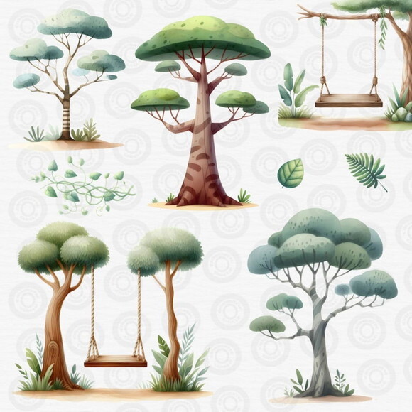 Kit Digital Safari Aquarela - Jungle Adventure