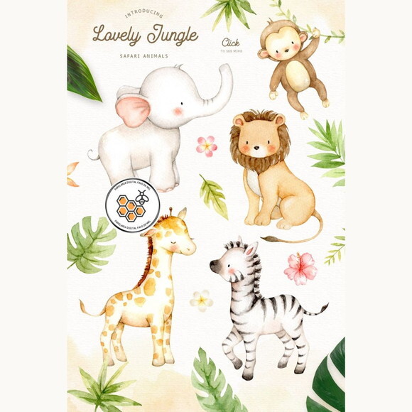 Kit Digital Safari Aquarela - Lovely Jungle