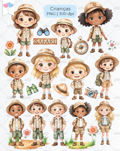 Kit Digital Safari Aquarela (bc)