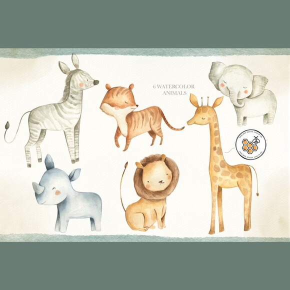 Kit Digital Safari Aquarela #sf03 - Safari Animals