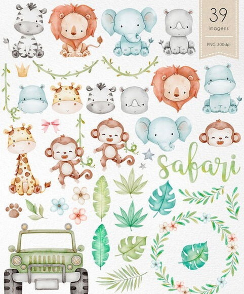 Kit Digital Safari Aquarela 17