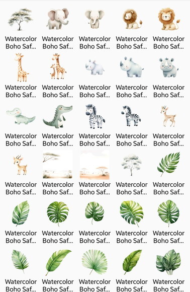 Kit Digital Safari Aquarela Premium - Boho Safari Animals Sd