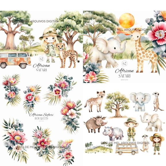 Kit Digital Safari Aquarela Premium (gs)