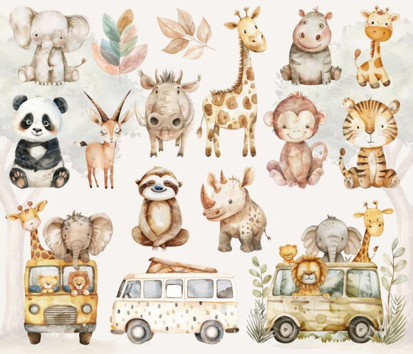 Kit Digital Safari Aventura Aquarela Premium (ccs)
