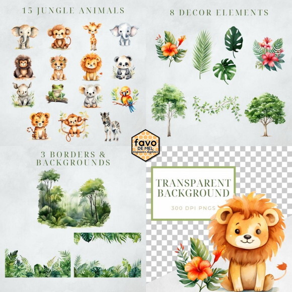 Kit Digital Safari Aventura Aquarela Premium (msp)