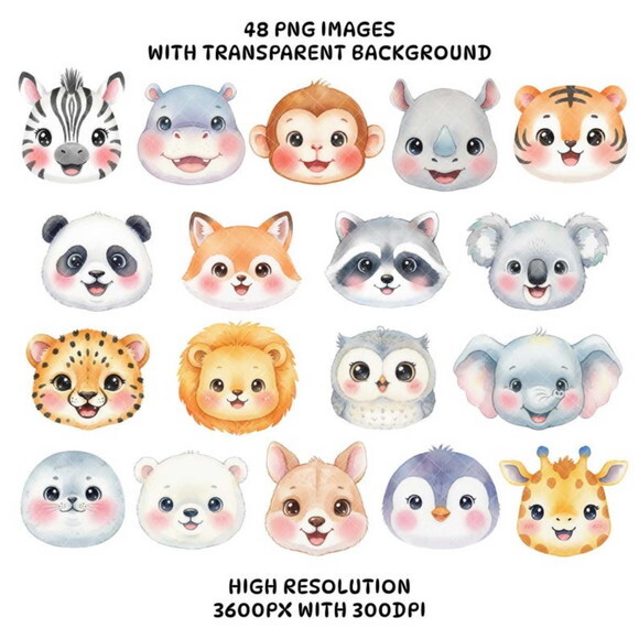 Kit Digital Safari Baby Aquarela #13
