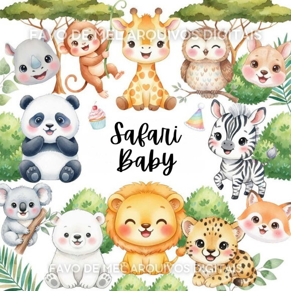 Kit Digital Safari Baby Aquarela #13