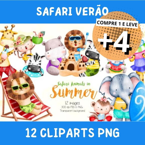 Kit Digital Safari Verão Aquarela - Safari Summer