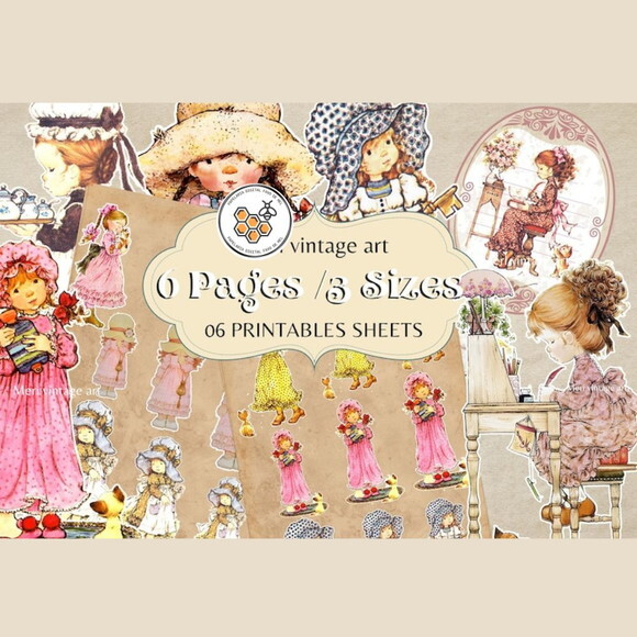 Kit Digital Sarah Key Vintage - Bonecas Sarah Kay