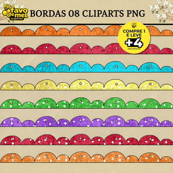 Kit Digital Scrapbook Bordas Coloridas