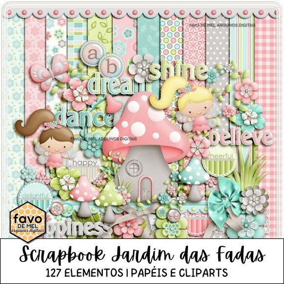 Kit Digital Scrapbook Jardim das Fadas