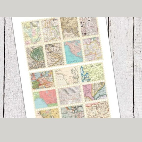 Kit Digital Selos Mapas Vintage - Maps Stamps