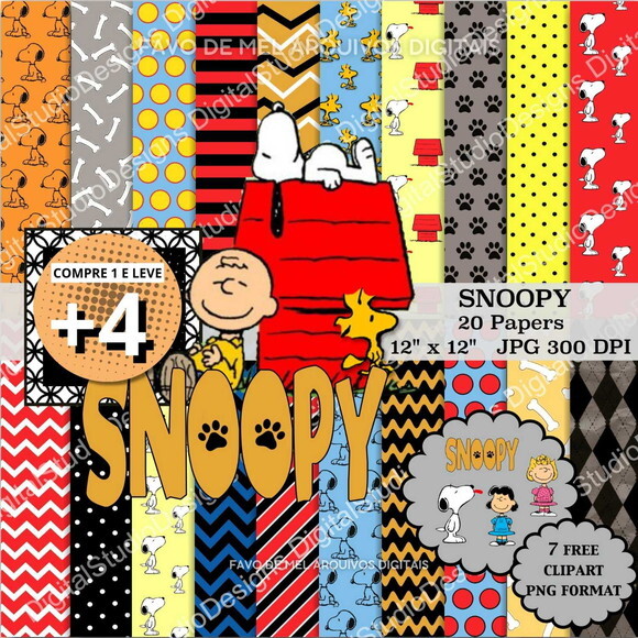Kit Digital Snoopy com Papéis