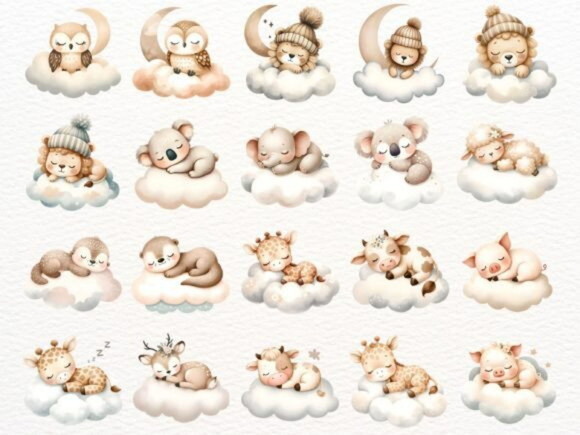 Kit Digital Sonhe Alto Neutro - Sleeping Animals Boho (nca)