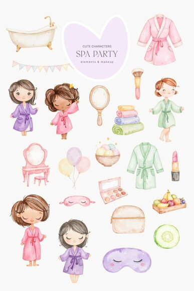 Kit Digital Spa Aquarela #4 - Festa Spa Png Premium