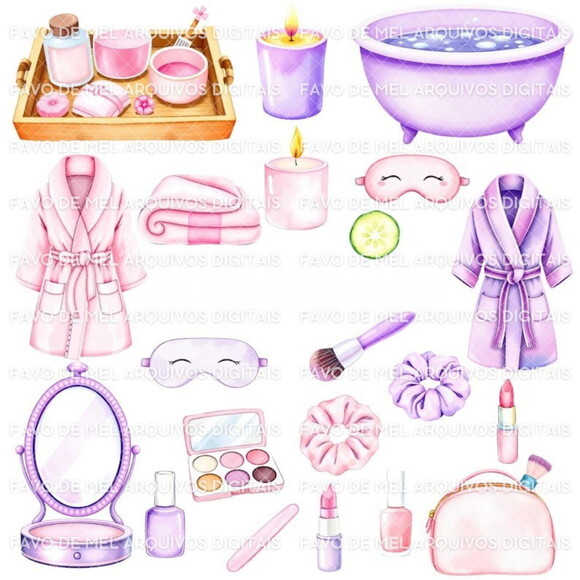 Kit Digital Spa Aquarela 02 (pague 1 Leve 5)