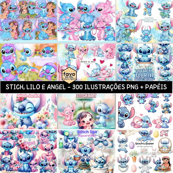 Kit Digital Stitch Aquarela - Pack 12 kits em 1