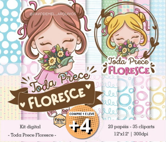 Kit Digital Toda Prece Floresce - Menininhas e Flores