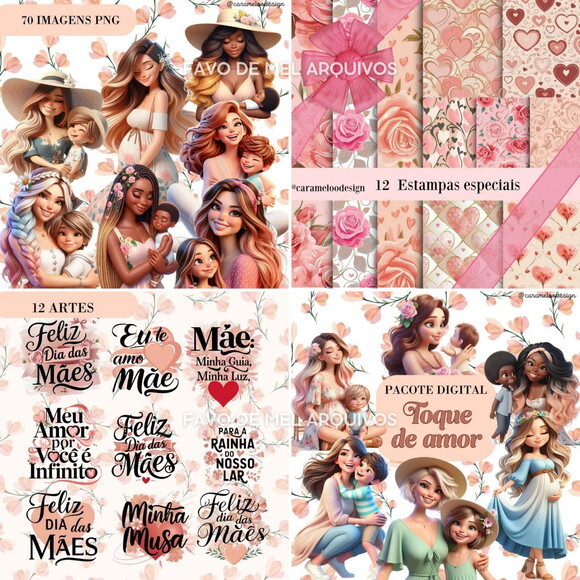 Kit Digital Toque de Amor - Dia das Mães 3d -pague 1 Leve +4