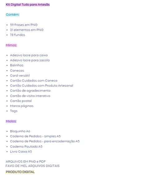 Kit Digital Tudo para Artesãs - Mimos para Imprimir pdf Png