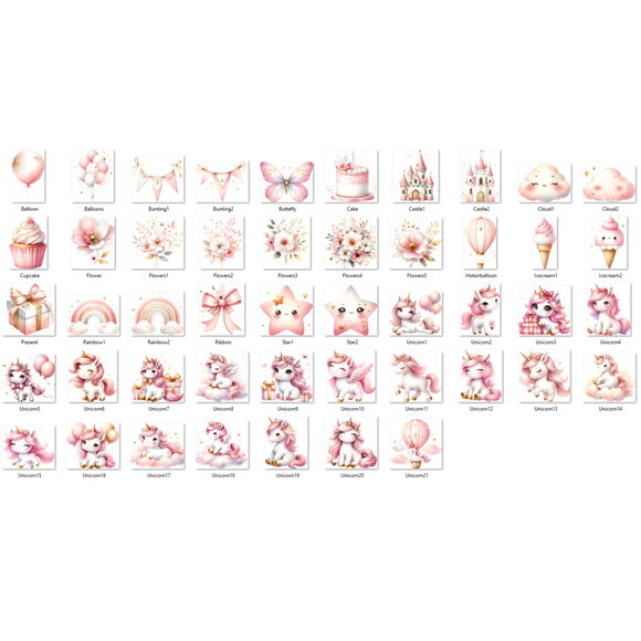 Kit Digital Unicórnio Aquarela Png #7