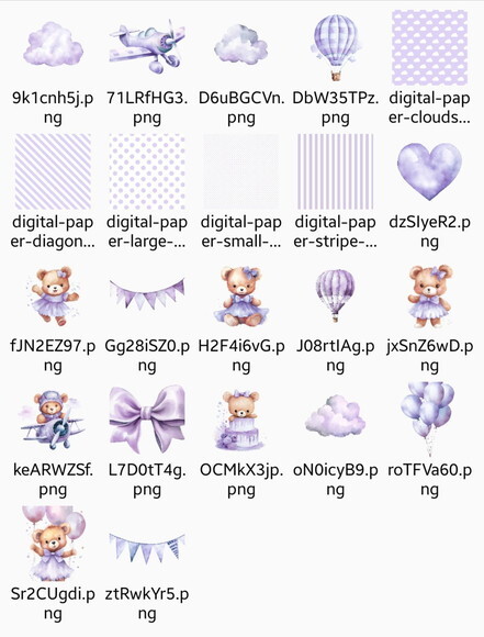 Kit Digital Ursinha Lilás Aquarela Premium -purple Baby Bear
