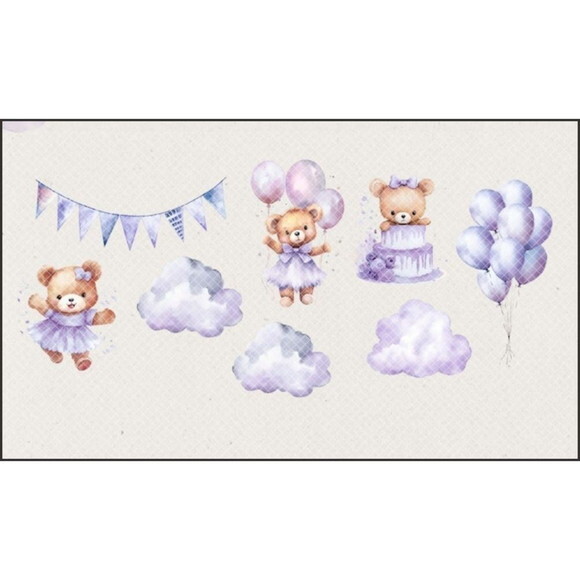 Kit Digital Ursinha Lilás Aquarela Premium -purple Baby Bear
