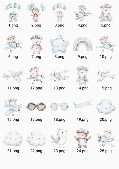 Kit Digital Ursinho Aviador Aquarela (pague 1 Leve +4) Paa
