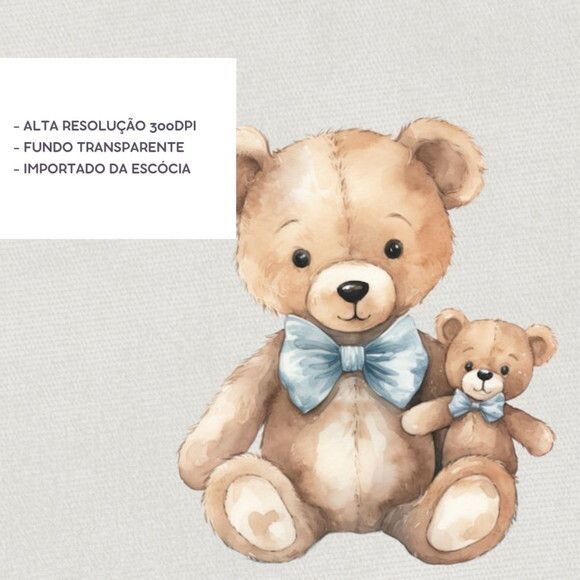 Kit Digital Ursinho Azul Aquarela Premium - Adorable Blue