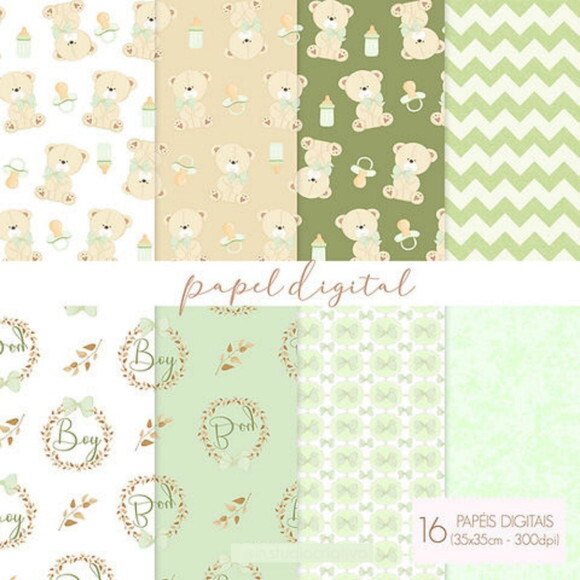 Kit Digital Ursinho Chá Revelação - Rosa e Verde Boy Or Girl