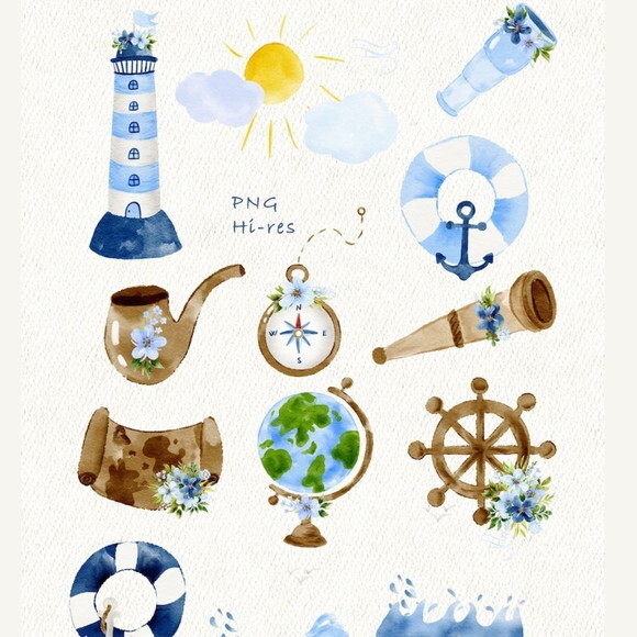 Kit Digital Ursinho Marinheiro Aquarela - Little Sailor