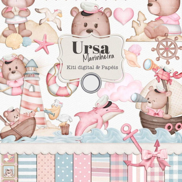 Kit Digital Ursinho Marinheiro Menino e Menina - Combão