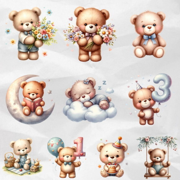 Kit Digital Ursinho Mesversário - Teddy Bears (ddm)