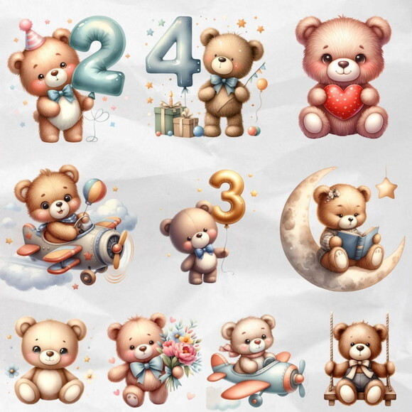 Kit Digital Ursinho Mesversário - Teddy Bears (ddm)