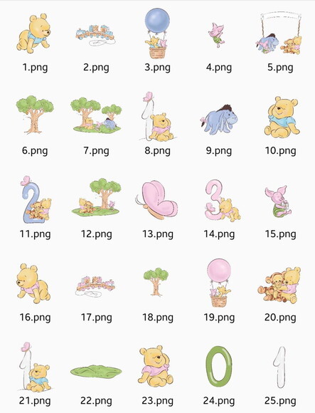 Kit Digital Ursinho Pooh Baby Chá Revelação Png Premium
