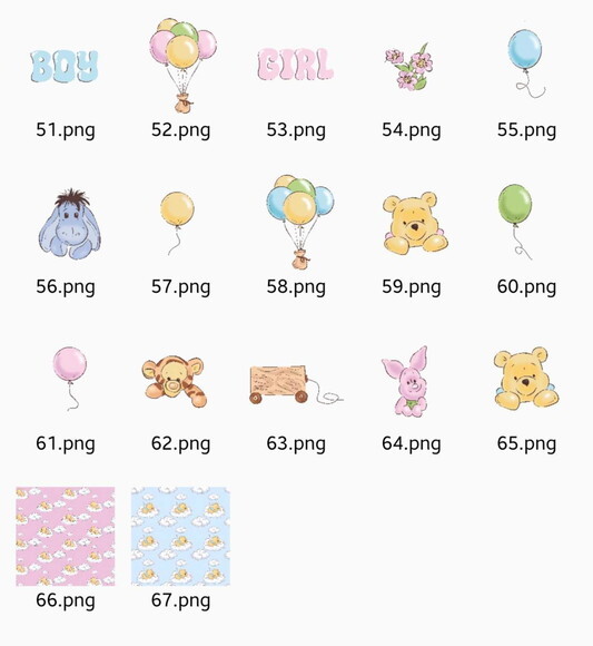 Kit Digital Ursinho Pooh Baby Chá Revelação Png Premium
