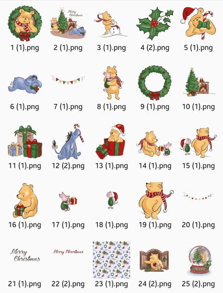 Kit Digital Ursinho Pooh Vintage Natal #2 Png Premium